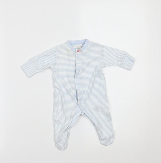 NEXT Boys Blue Striped  Babygrow One-Piece Size Newborn  - BUILT IN MITTENS