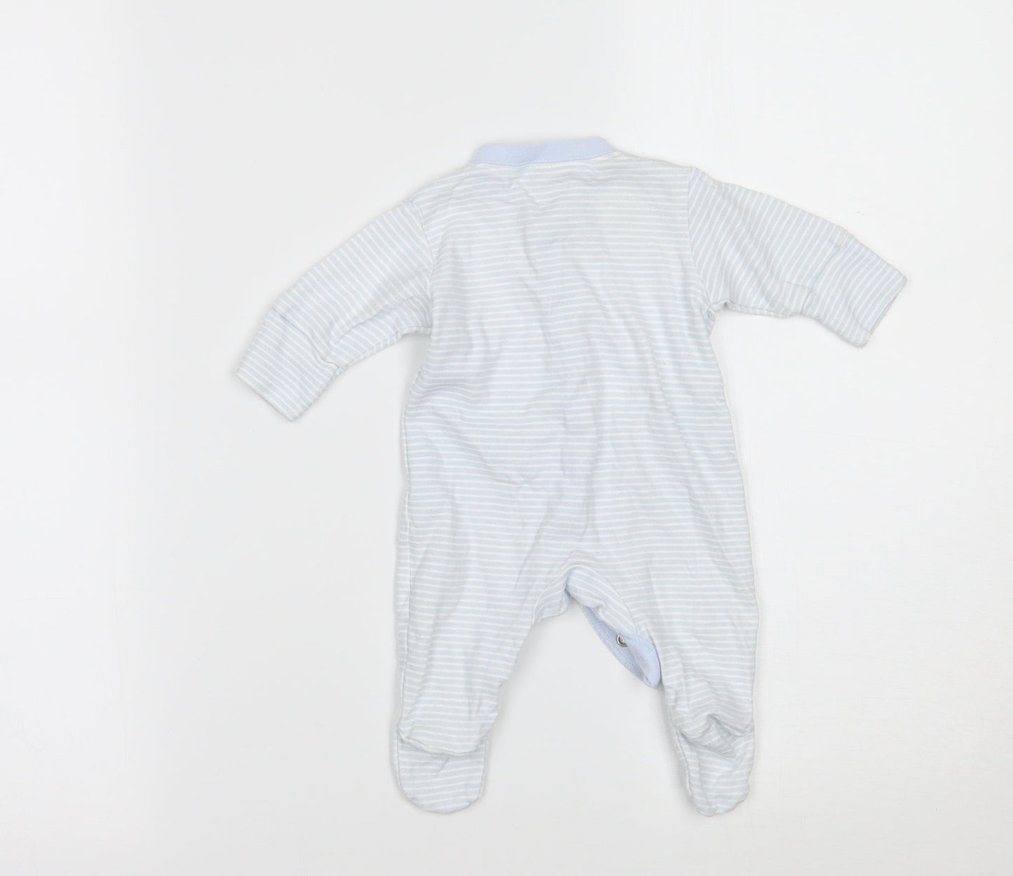 NEXT Boys Blue Striped  Babygrow One-Piece Size Newborn  - BUILT IN MITTENS
