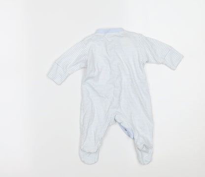 NEXT Boys Blue Striped  Babygrow One-Piece Size Newborn  - BUILT IN MITTENS