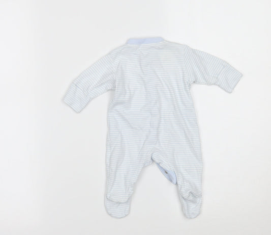 NEXT Boys Blue Striped  Babygrow One-Piece Size Newborn  - BUILT IN MITTENS