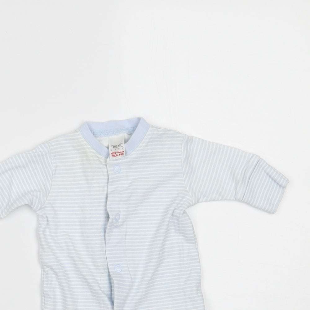 NEXT Boys Blue Striped  Babygrow One-Piece Size Newborn  - BUILT IN MITTENS