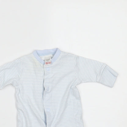 NEXT Boys Blue Striped  Babygrow One-Piece Size Newborn  - BUILT IN MITTENS