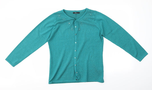 BM Collection Womens Blue   Cardigan Jumper Size S
