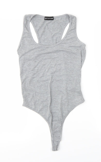 PRETTYLITTLETHING Womens Grey   Unitard One-Piece Size 8