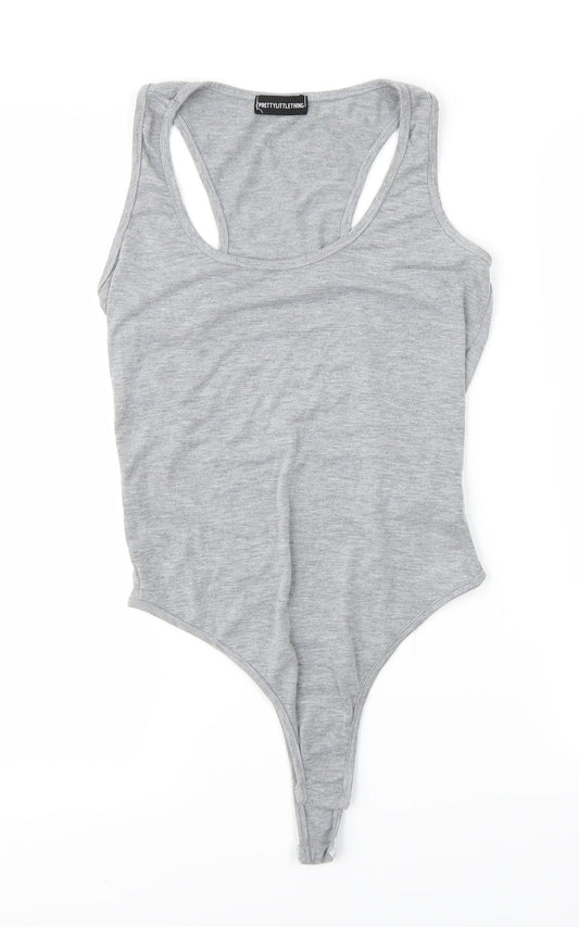PRETTYLITTLETHING Womens Grey   Unitard One-Piece Size 8