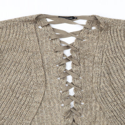 Womens UK Size 10 PRETTYLITTLETHING Gold Cape Jumper