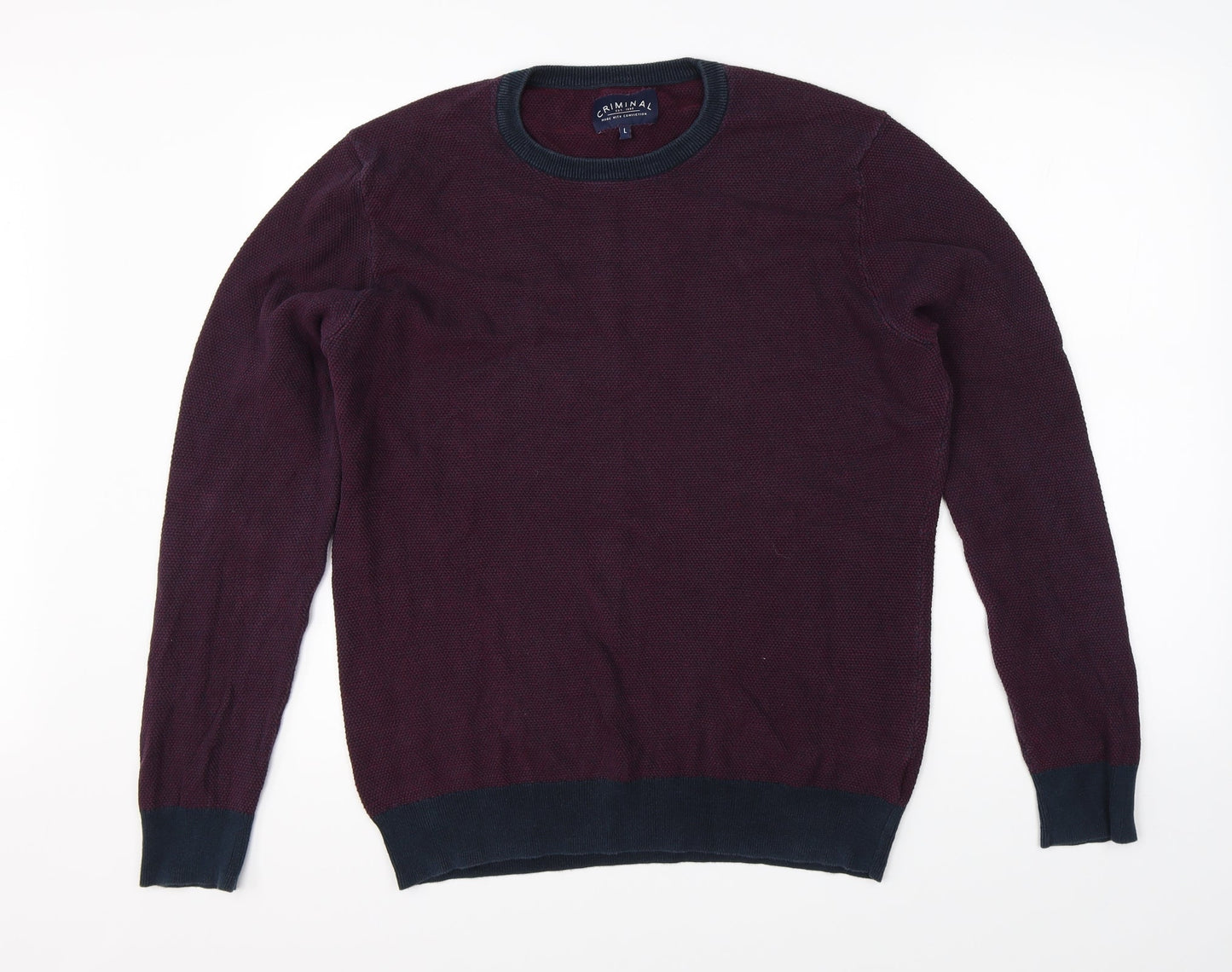 Criminal Mens Purple   Pullover Jumper Size L