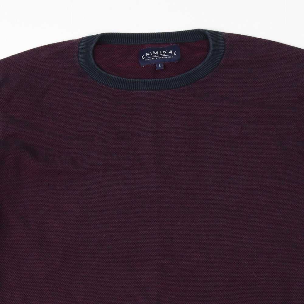 Criminal Mens Purple   Pullover Jumper Size L