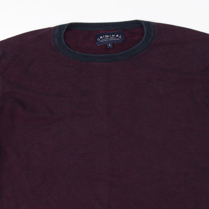 Criminal Mens Purple   Pullover Jumper Size L