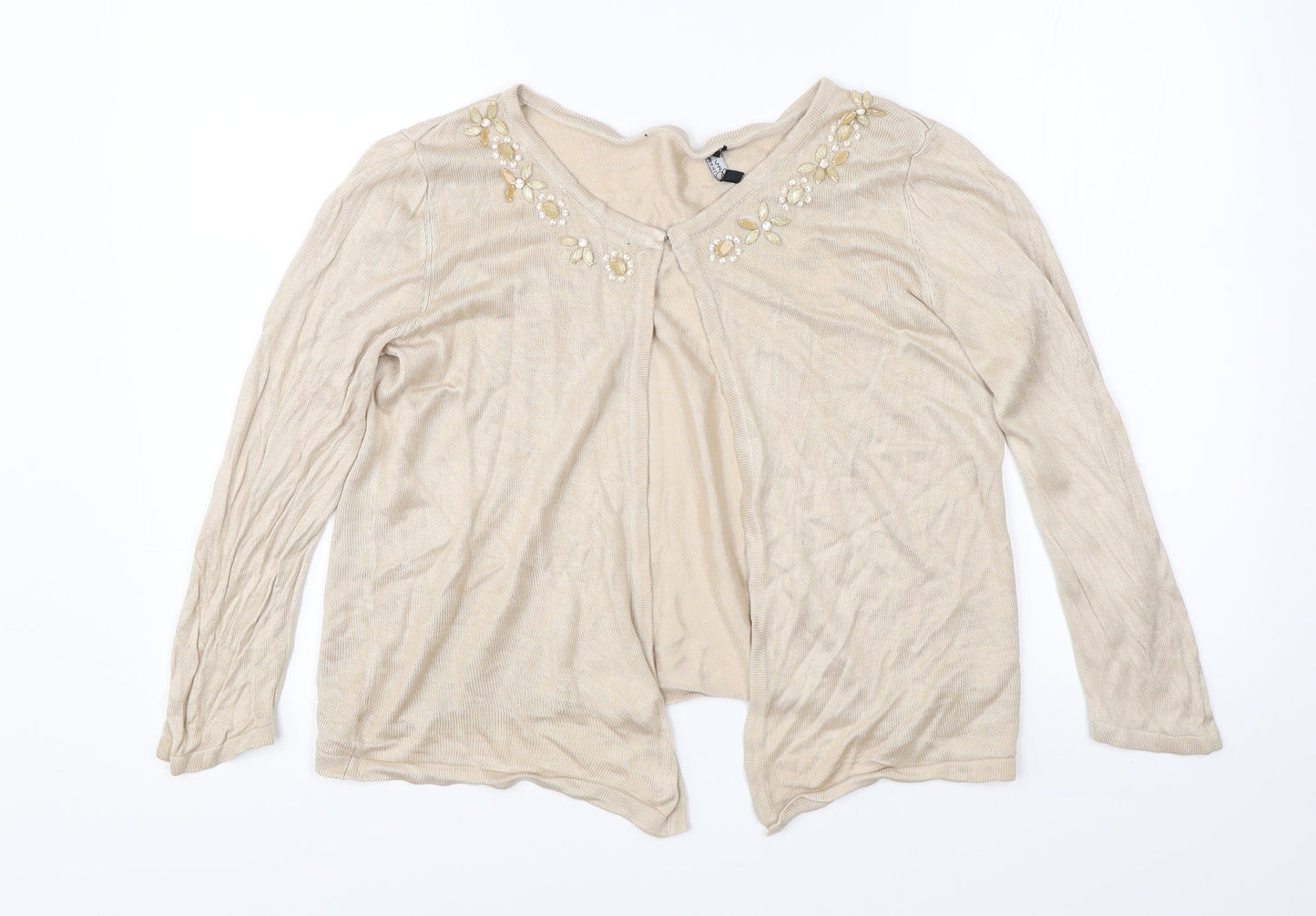 BM Collection Womens Beige   Cardigan Jumper Size 8