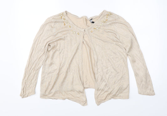 BM Collection Womens Beige   Cardigan Jumper Size 8