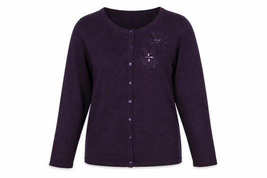 Womens UK Size M ISLE Purple Cardigan Jumper