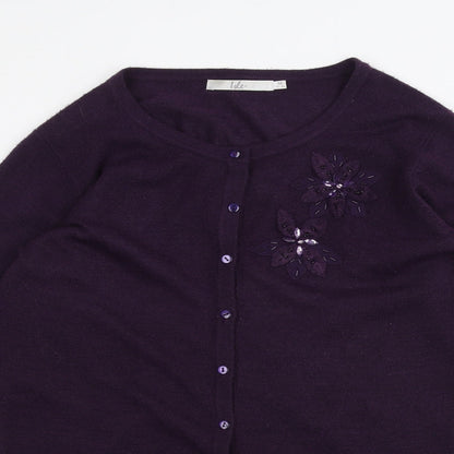 Womens UK Size M ISLE Purple Cardigan Jumper