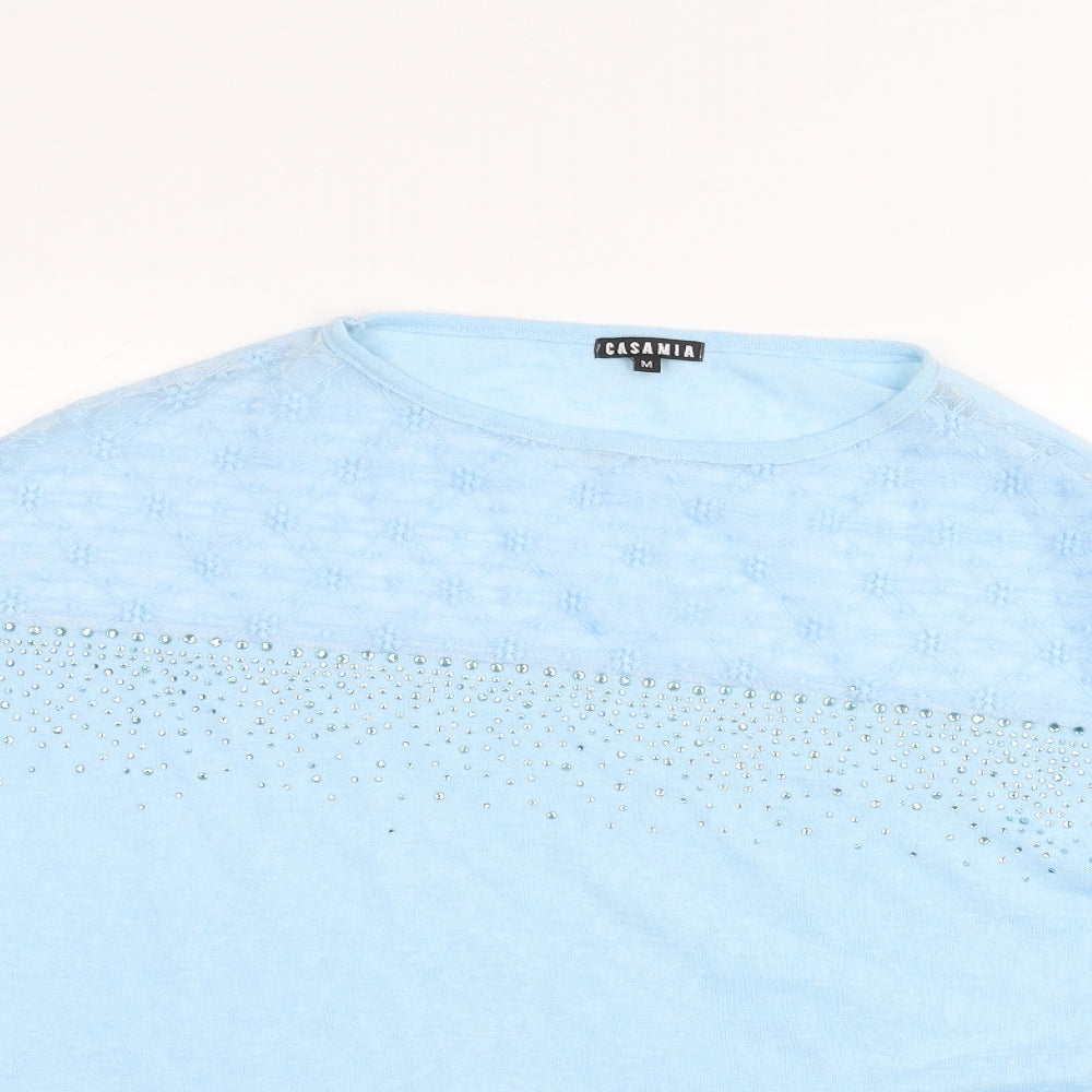 Womens UK Size M CASAMIA Blue Basic T-Shirt