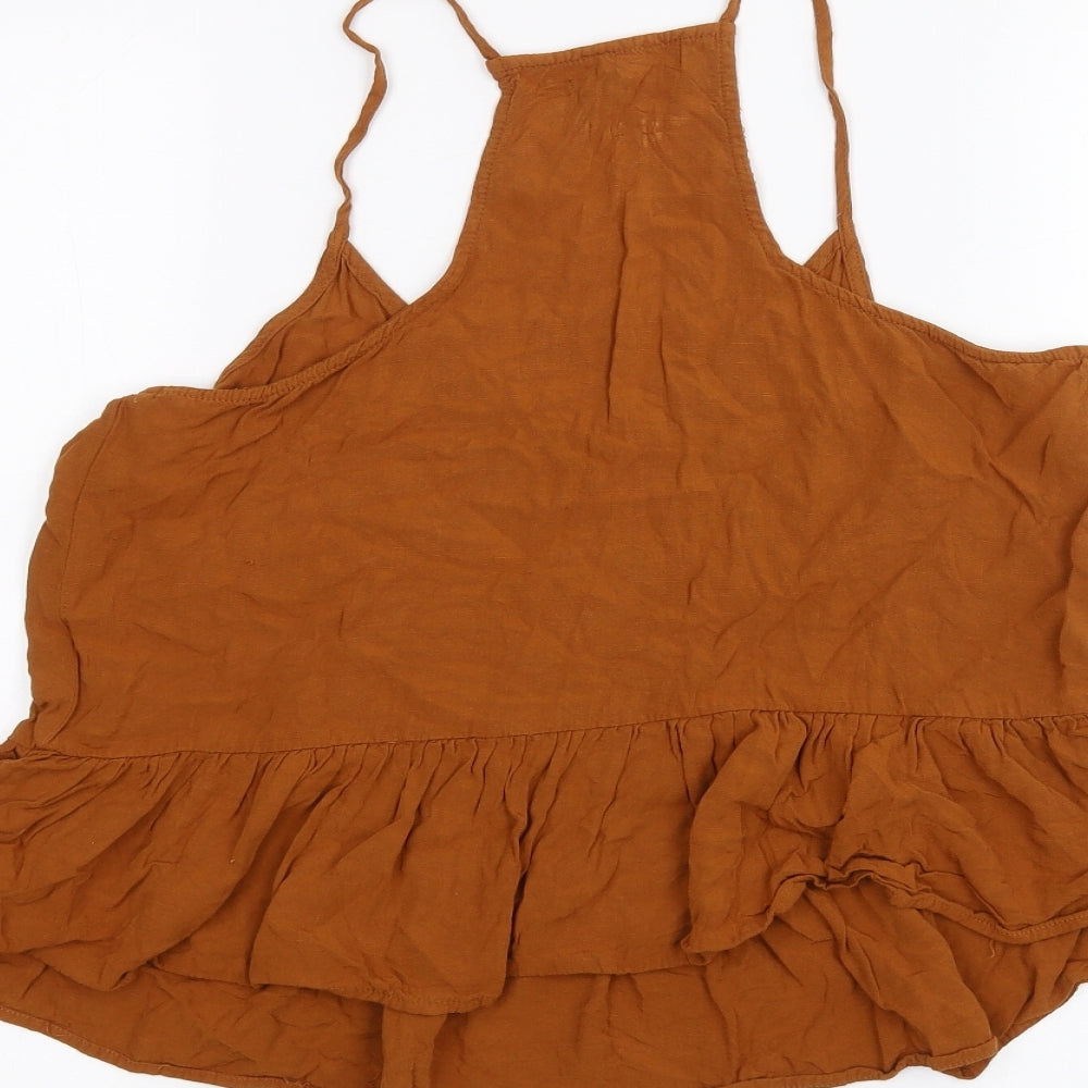 Womens UK Size 10 New Look Brown Basic T-Shirt