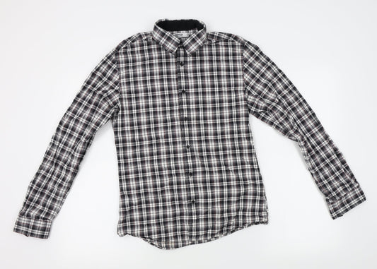 Topman Mens Grey Plaid   Button-Up Size S