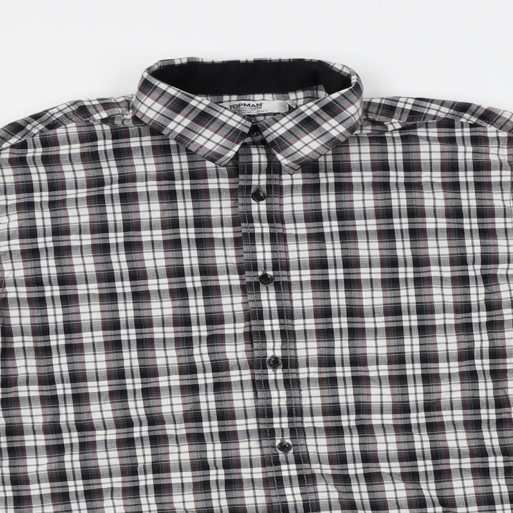 Mens UK Size S Topman Grey  Button-Up Long Sleeve Casual Shirt