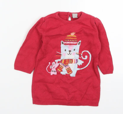 TU Baby Red   Pullover Jumper Size 3-6 Months  - Cat and Mouse