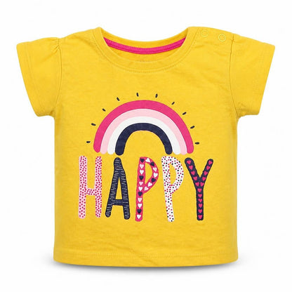 Primark Girls Yellow   Basic T-Shirt Size 3-6 Months  - Happy