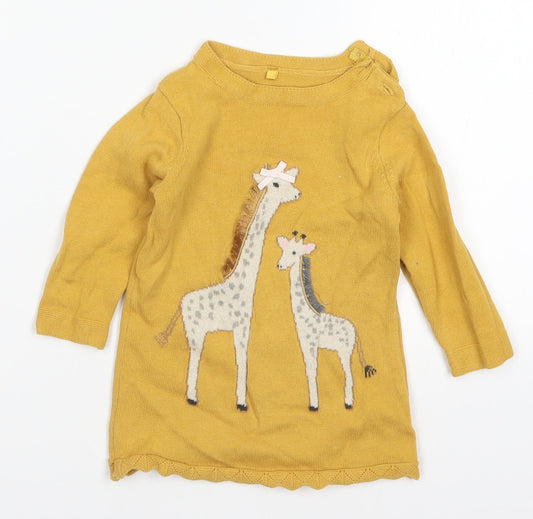 TU Girls Yellow   Pullover Jumper Size 3-6 Months  - Giraffes