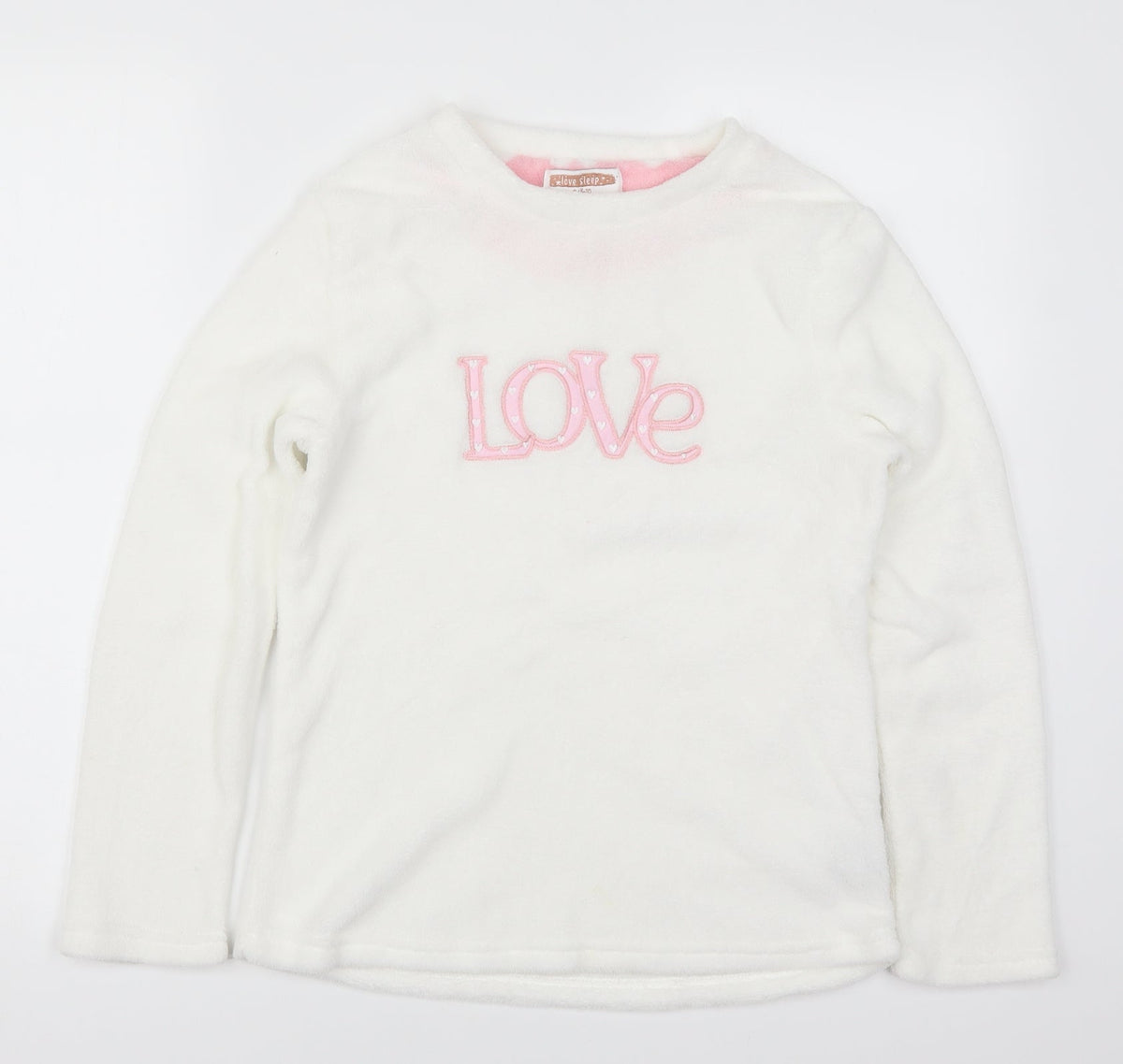 Preworn Womens White Solid  Top Pyjama Top Size 8  - Love