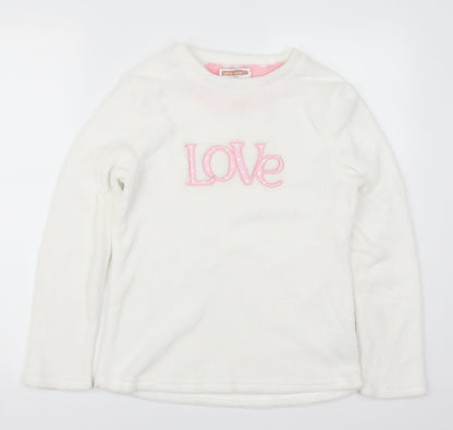 Preworn Womens White Solid  Top Pyjama Top Size 8  - Love