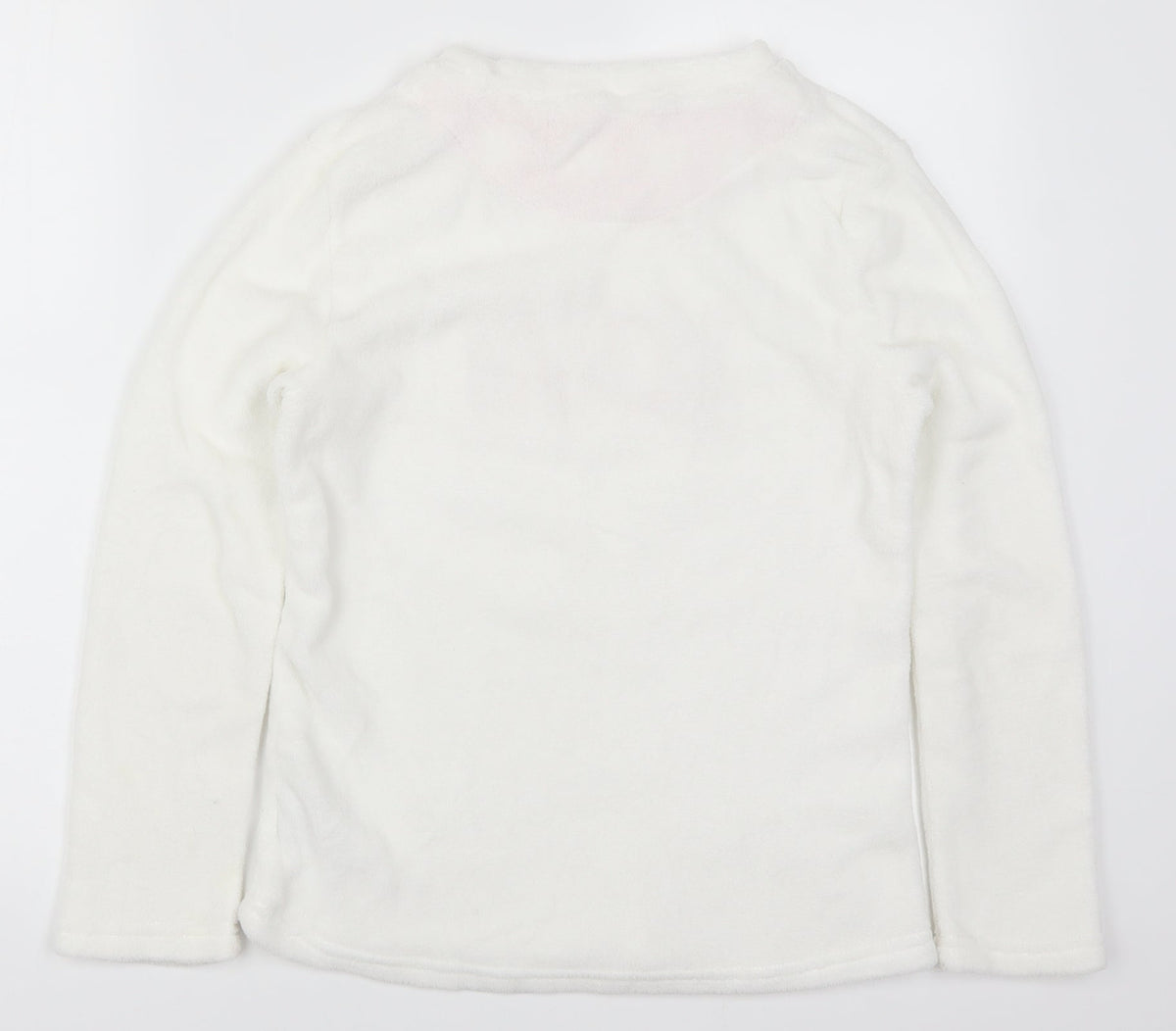 Preworn Womens White Solid  Top Pyjama Top Size 8  - Love