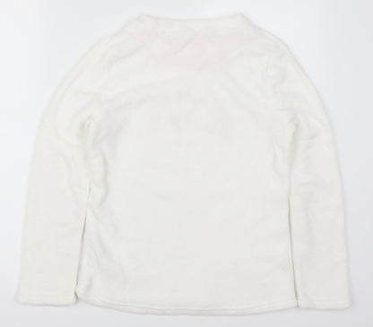 Preworn Womens White Solid  Top Pyjama Top Size 8  - Love