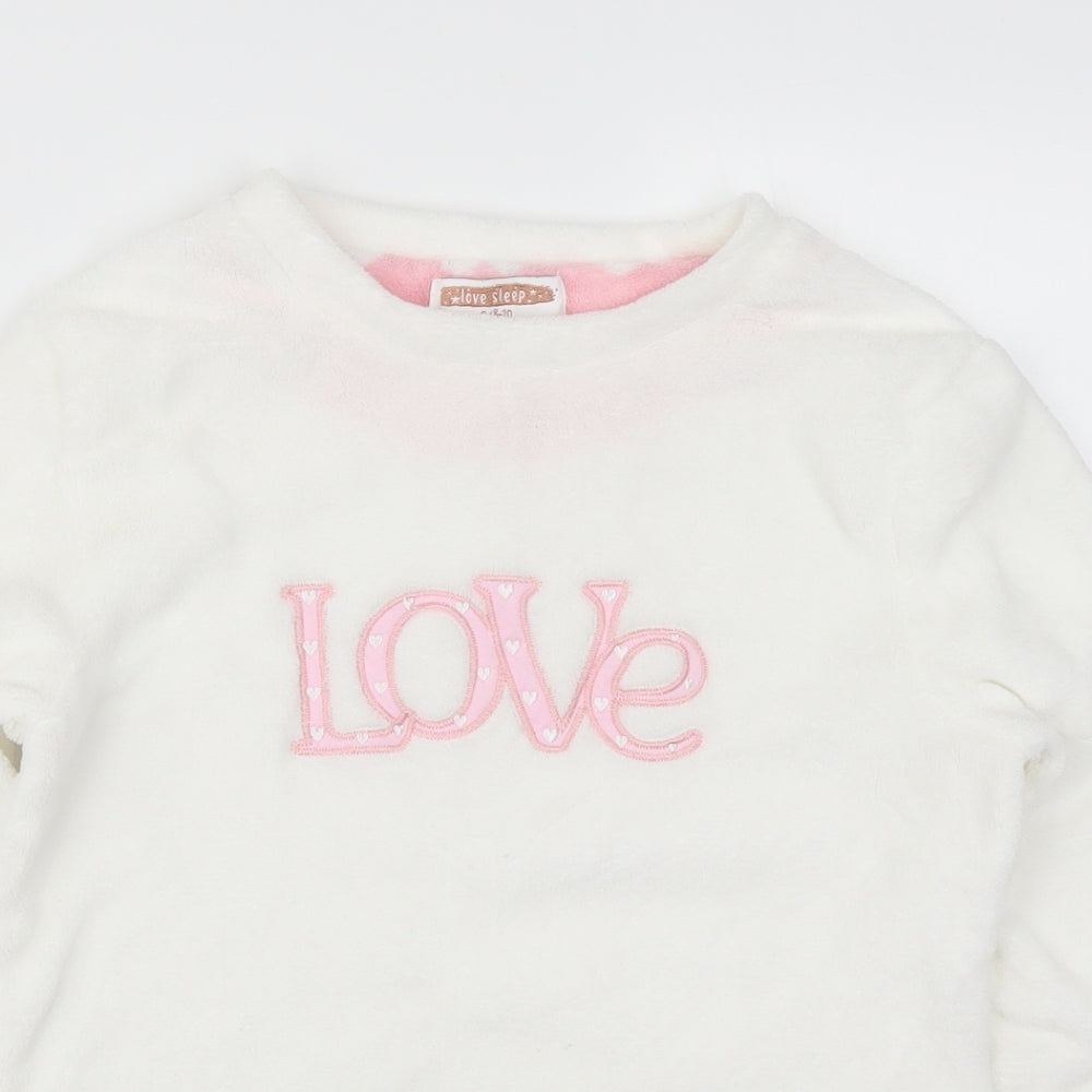 Preworn Womens White Solid  Top Pyjama Top Size 8  - Love