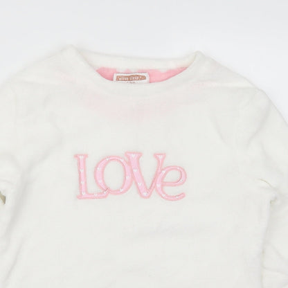 Preworn Womens White Solid  Top Pyjama Top Size 8  - Love