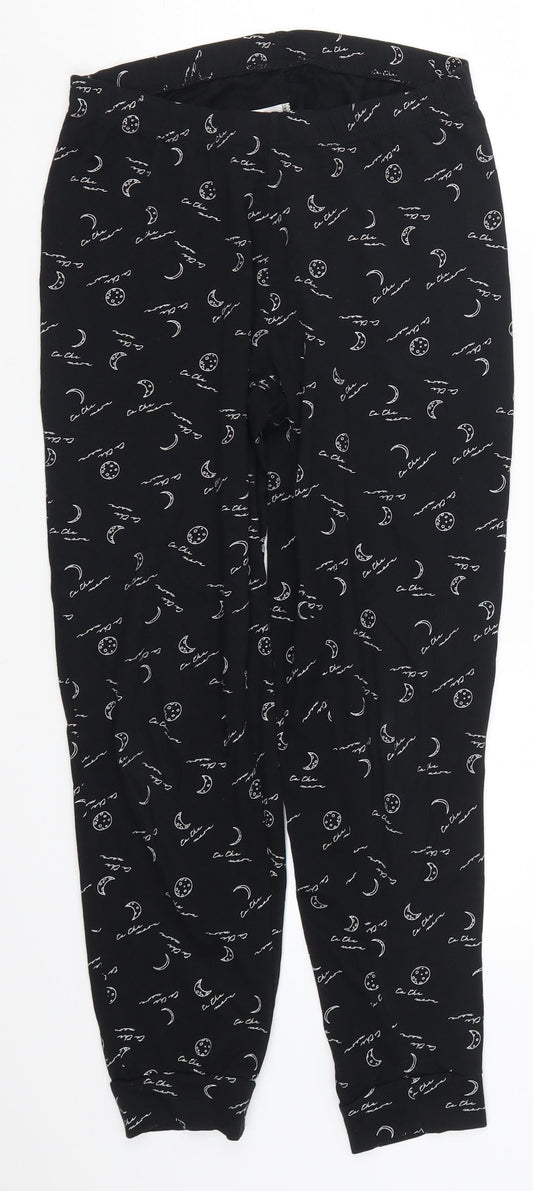 George Womens Black Geometric  Trousers  Size 8 L25 in - Moon Print