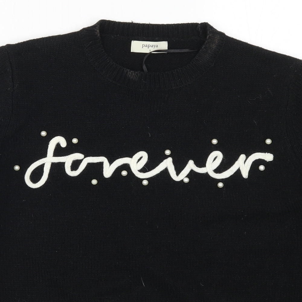 Womens UK Size S Papaya Black Pullover Jumper