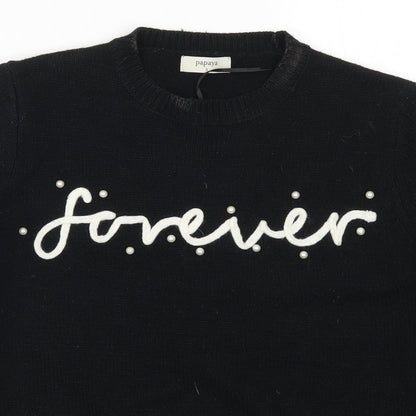 Womens UK Size S Papaya Black Pullover Jumper