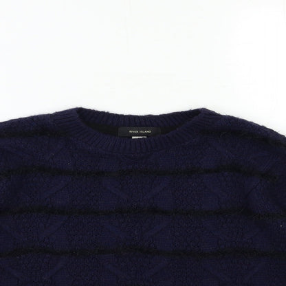 River Island Girls Blue  Knit Pullover Jumper Size 9 Years