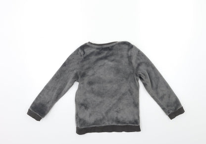 H&M Girls Grey  Fleece Top Pyjama Top Size 5-6 Years