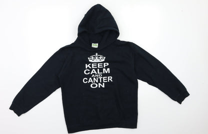 Awdis Girls Black   Pullover Hoodie Size 12 Years  - CANTER ON