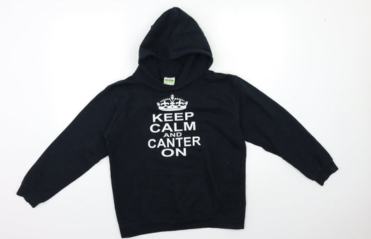 Awdis Girls Black   Pullover Hoodie Size 12 Years  - CANTER ON