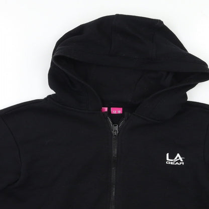 LA Gear Girls Black  Jacquard Full Zip Hoodie Size 12 Years