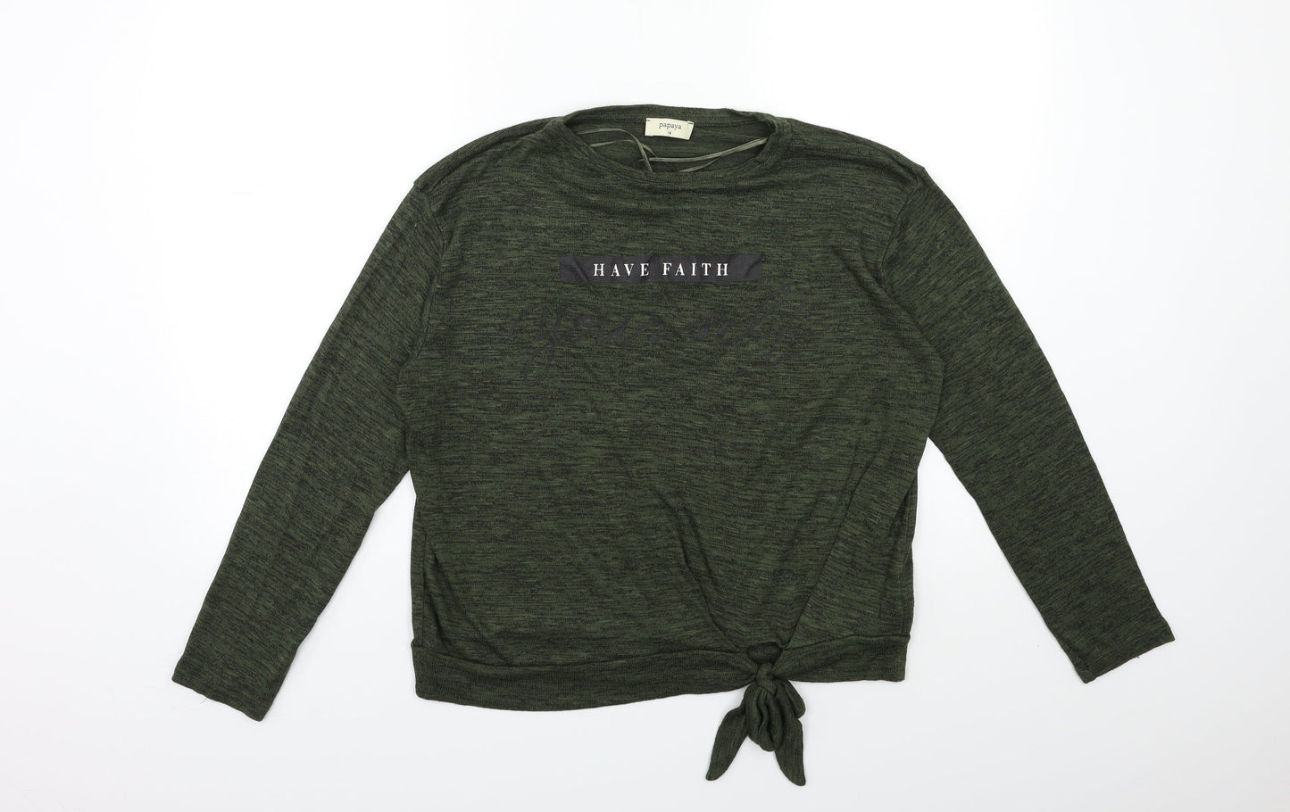Womens UK Size 14 Papaya Green Pullover Jumper