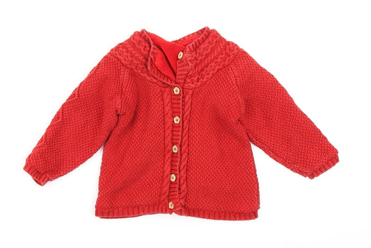 TU Girls Red  Knit Cardigan Jumper Size 9-12 Months