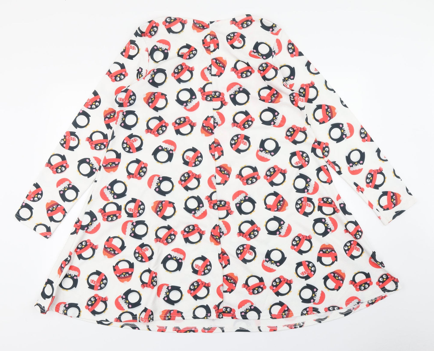 MissLook Womens White   Fit & Flare  Size 6  - Christmas Penguin