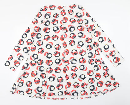 MissLook Womens White   Fit & Flare  Size 6  - Christmas Penguin