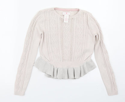 Lulurain Girls Pink  Knit Pullover Jumper Size 6 Years