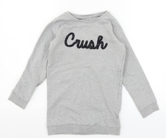 PEP & CO Girls Grey  Jersey Pullover Sweatshirt Size 8-9 Years  - Crush