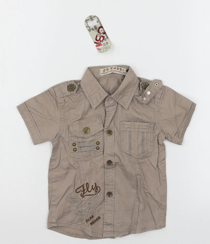 Gu. Banni Girls Brown   Basic Button-Up Size 2 Years