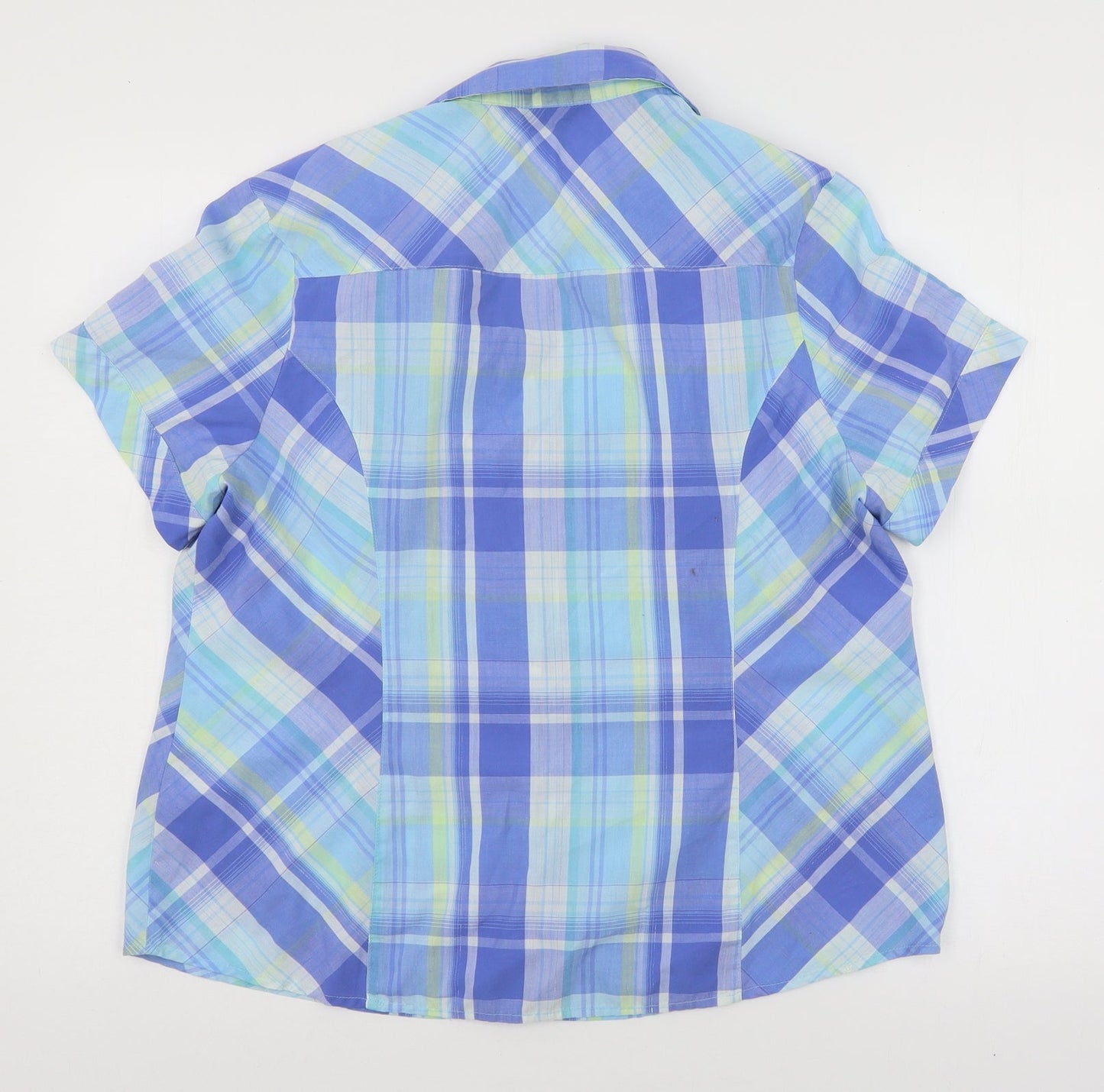 EWM Womens Blue Plaid  Basic Button-Up Size 16
