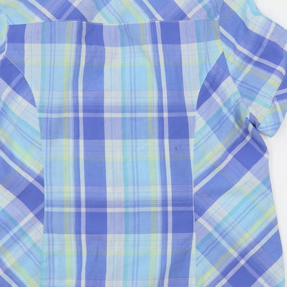 EWM Womens Blue Plaid  Basic Button-Up Size 16