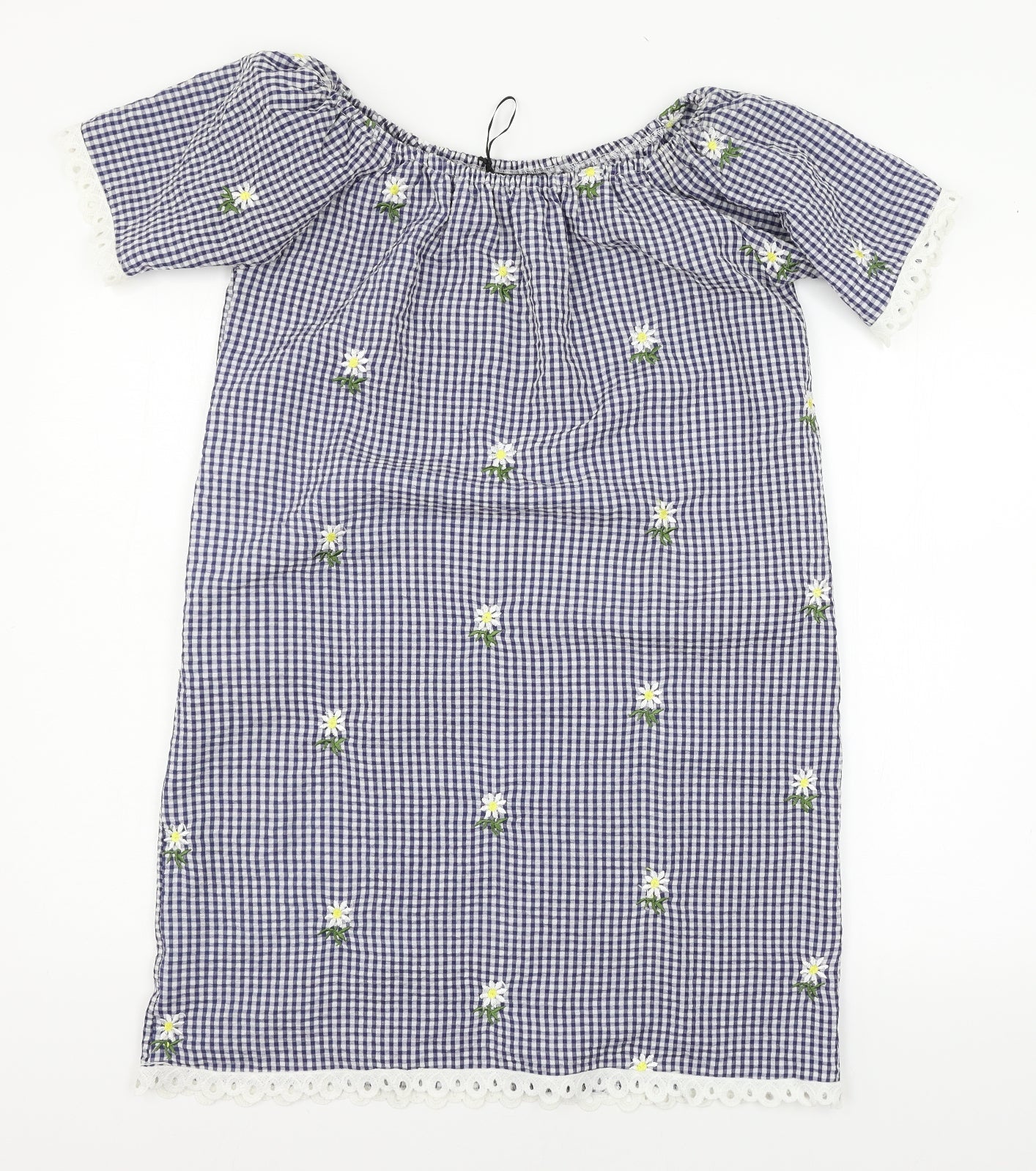 QED London Womens Blue Check  A-Line  Size S