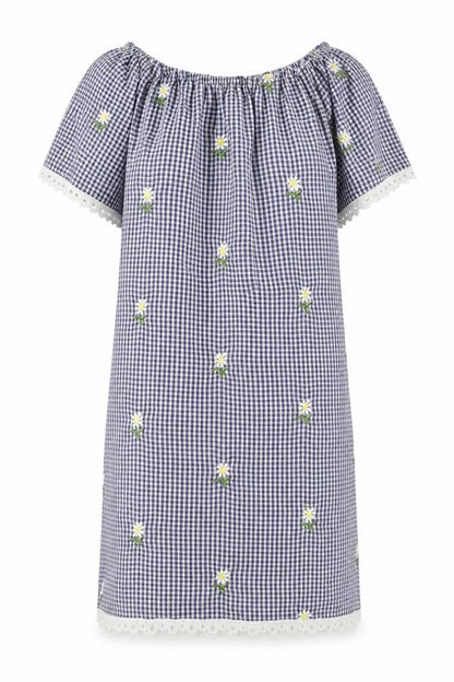 QED London Womens Blue Check  A-Line  Size S