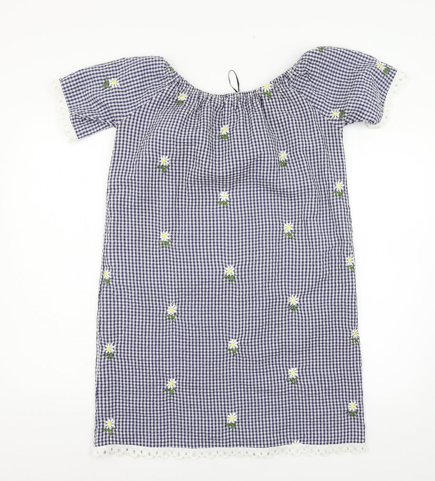 QED London Womens Blue Check  A-Line  Size S